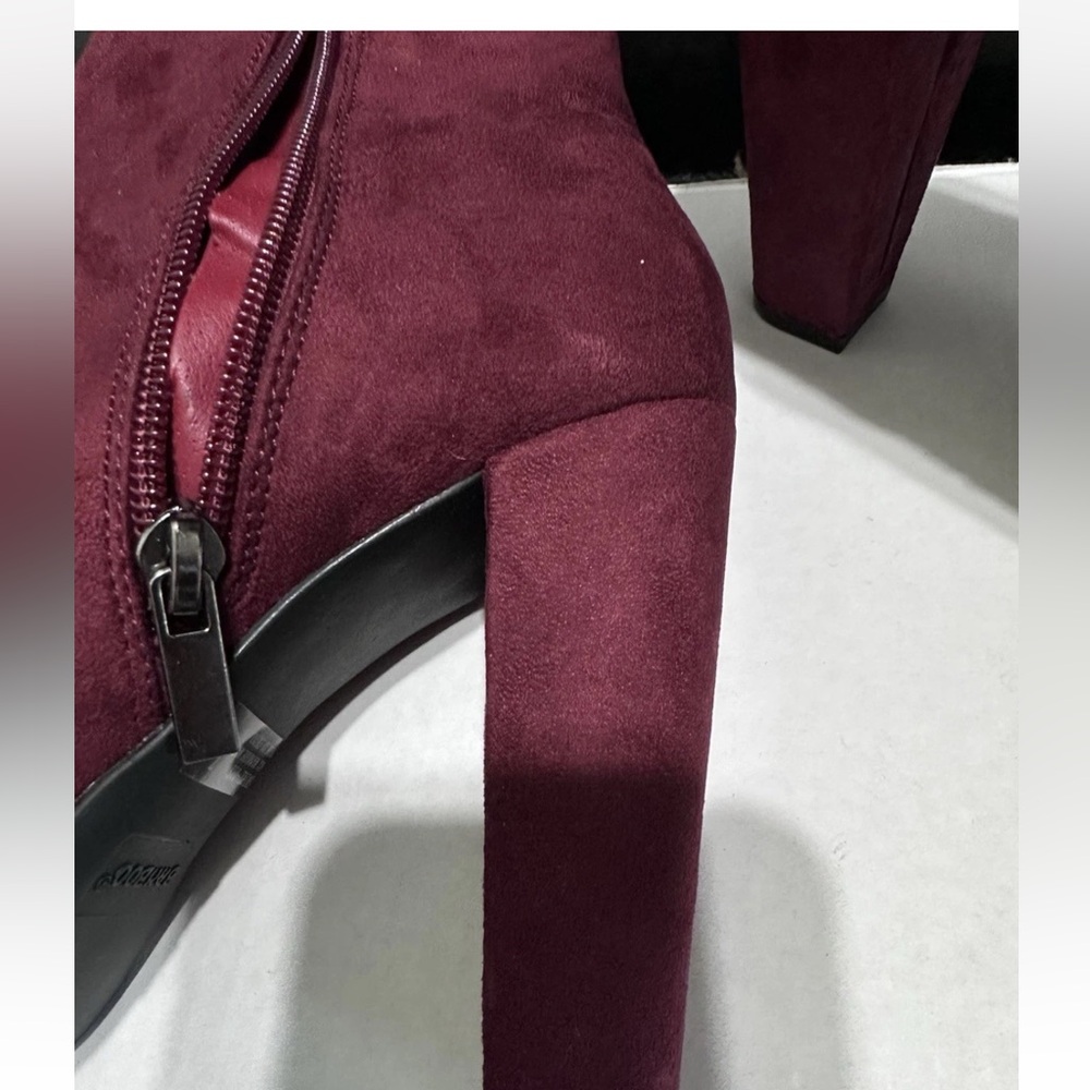 BAMBOO Rich Burgundy Heeled Boots - Picture 3 of 8
